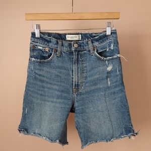 Abercrombie & Fitch Blue Distressed High-Rise Denim Shorts